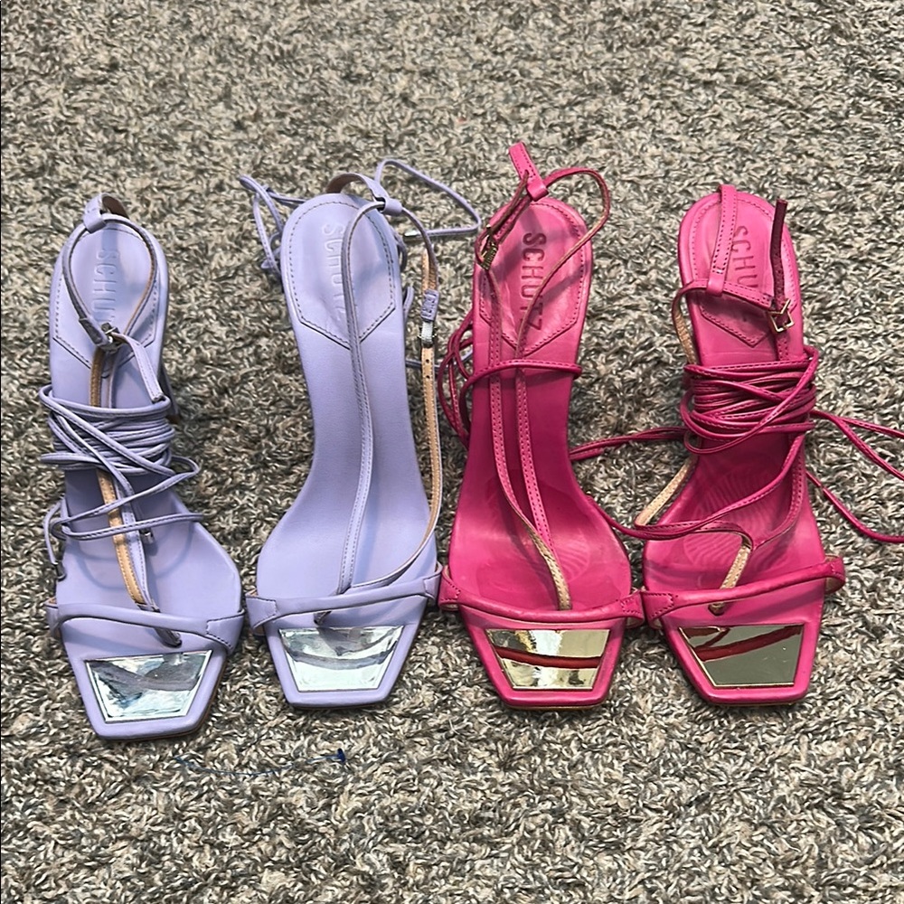 SCHUTZ Pink and Purple Heels Strappy Elegance size 8